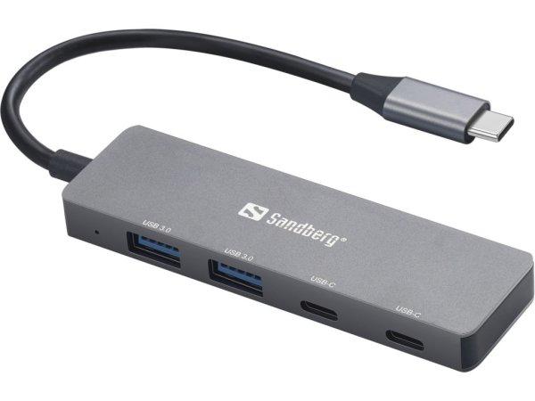 Sandberg USB-C to 2xUSB-A and 2xUSB-C Hub Silver