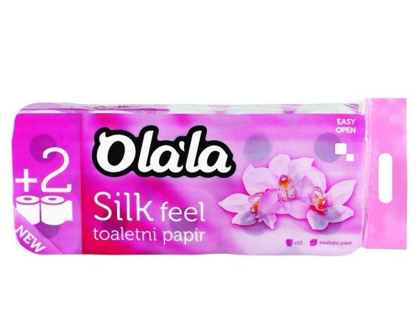 Olala Silk Feel toalettpapír 3 rétegű fehér 155 lap 10 tekercses, 6csg/zsák