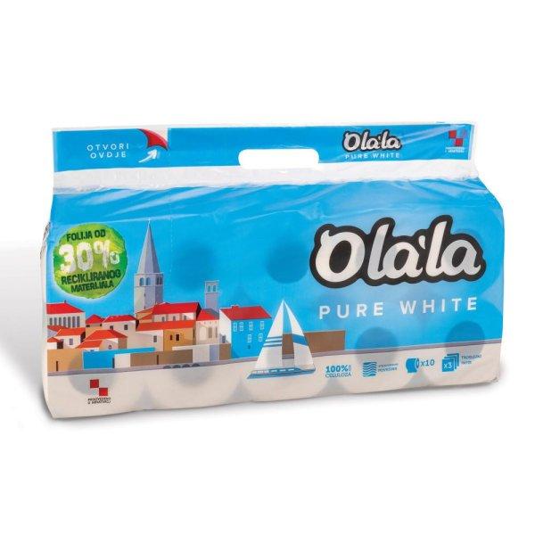 Olala Pure White kistekercses toalettpapír 3 rétegű fehér 10 tekercses, 8
csomag/zsák