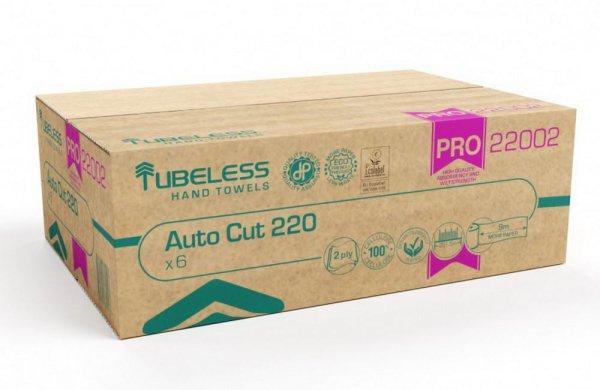 Tubeless AUTOCUT PRO 220 tekercses kéztörlő 2 rétegű, fehér, 100%
cellulóz, 221,5m, 6db/karton