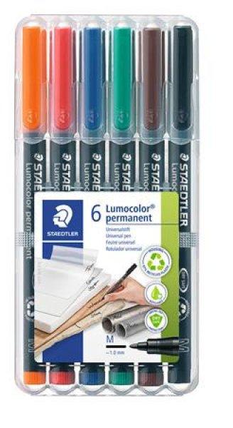 Alkoholos marker készlet, OHP, 1 mm, STAEDTLER "Lumocolor® 317 M", 6
különböző szín