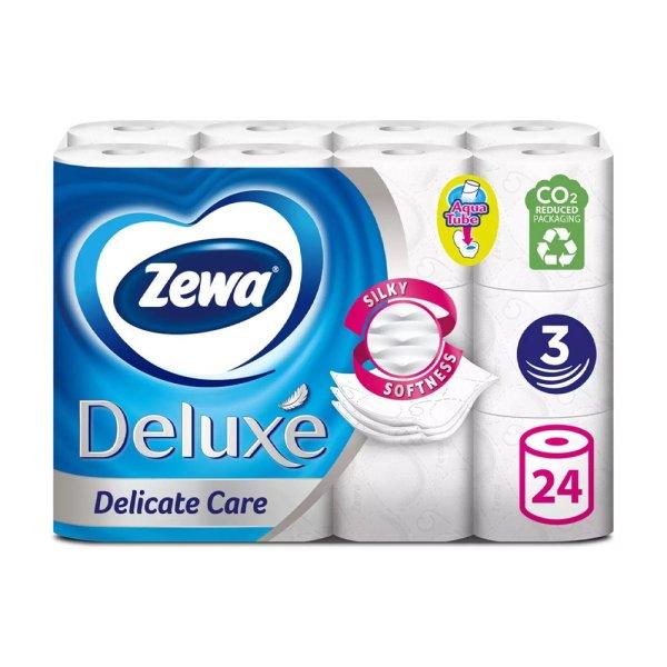 Toalettpapír 3 rétegű kistekercses 100% cellulóz 24 tekercs/csomag Delicate
Care Deluxe Zewa hófehér