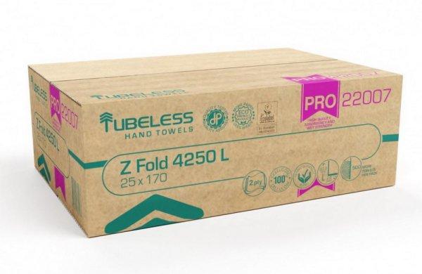 Tubeless Z Hajtogatott kéztörlő 2 rétegű, 100% cellulóz, 20,3x24cm, 25x170
lap 4250 lap/karton