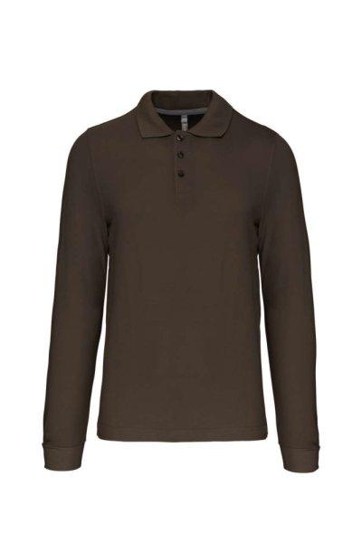 Férfi hosszú ujjú galléros piké póló, Kariban KA243, Dark Khaki-S