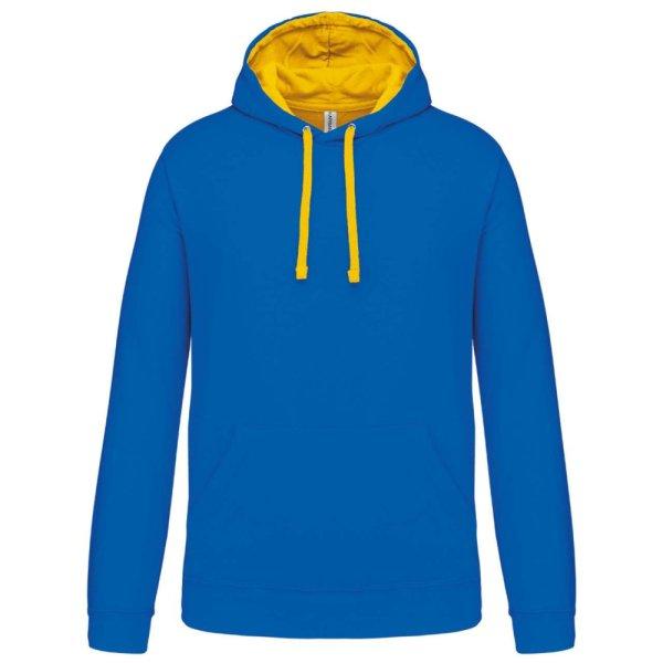 Férfi pulóver kontrasztos bélésű kapucnival, Kariban KA446, Light Royal
Blue/Yellow-XL