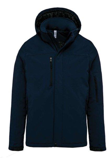 Férfi kapucnis, bélelt softshell kabát, Kariban KA650, Navy-XL