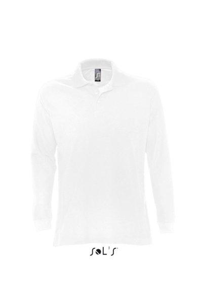 Férfi STAR hosszú ujjú galléros pamut póló, SOL'S SO11328, White-L