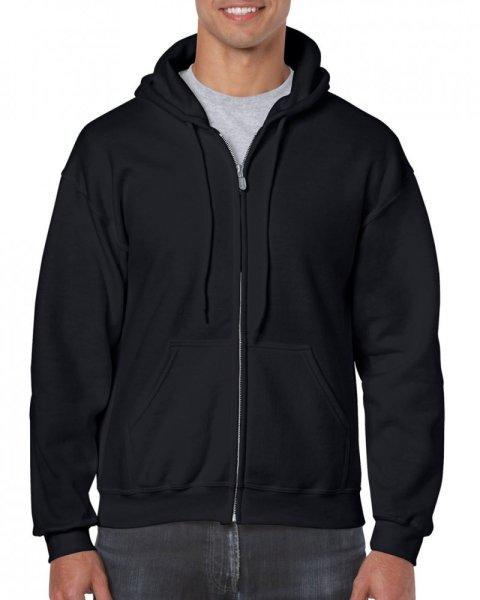 Cipzáras kenguru zsebes kapucnis pulóver, Gildan GI18600, Black-XL-R