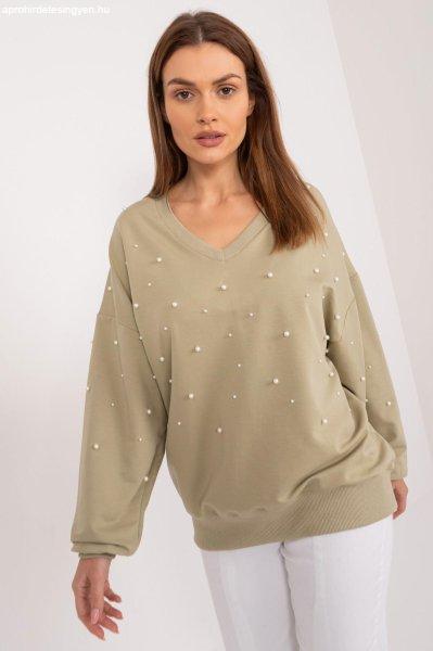 Oversize gyöngyös pulóver, modell 36973 színű khaki