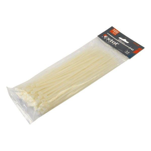 EXTOL PREMIUM kábelkötegelő 4,8×380mm 100db, fehér nylon; UV-, sav- és
lúgálló