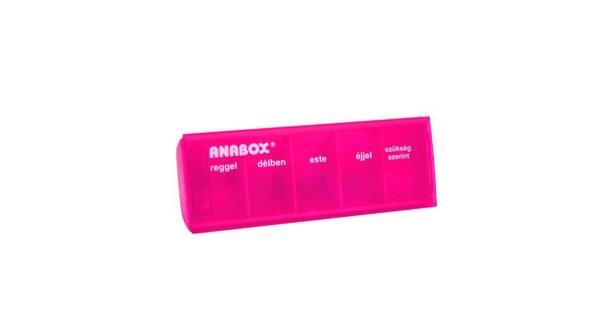 Napi gyógyszeradagoló, 5 rekesz naponta (Anabox), pink