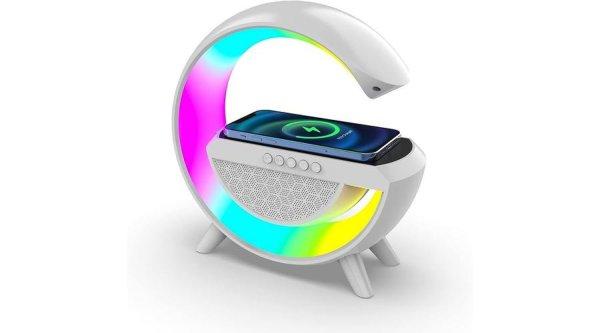 Multimédiás bluetooth hangszóró, vezeték nélküli QI töltőpad, RGB, LED
relax lám