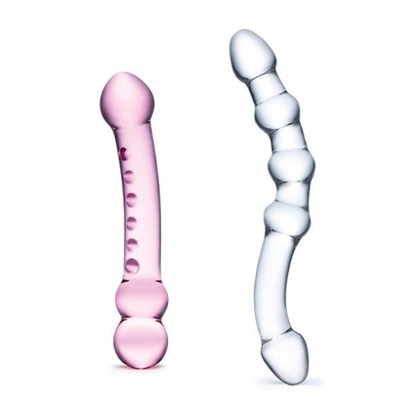 Glas - Pleasure Set Double Pleasure Glass Dildo Set üveg dildo