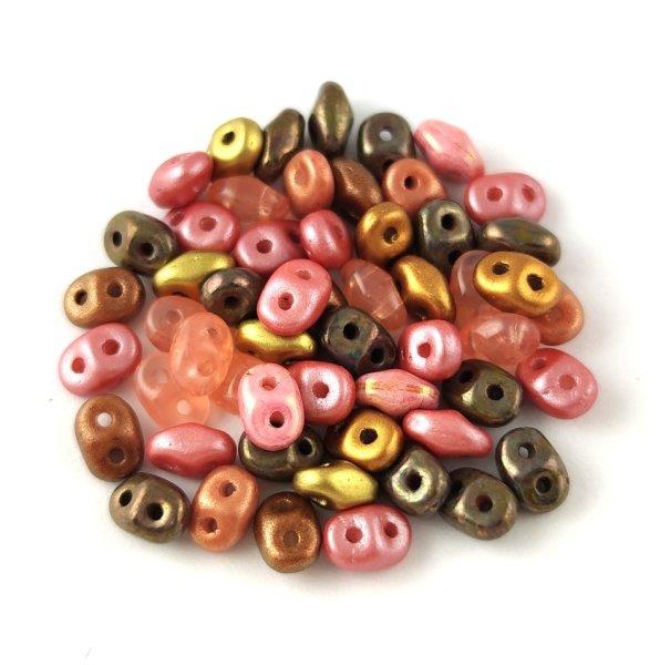 Cseh Superduo gyöngy mix - Pink Bronze - 10g