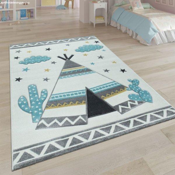 Krém gyerekszőnyeg 3D szőnyeg gyerekszobába indián sátor 80x150 cm