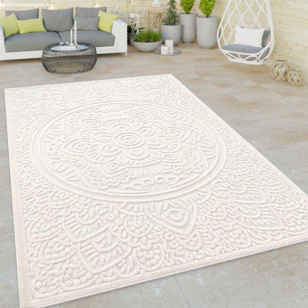 Skandináv 3D modern szőnyeg nappaliba teraszra mandala mintás - krém 80x250
cm