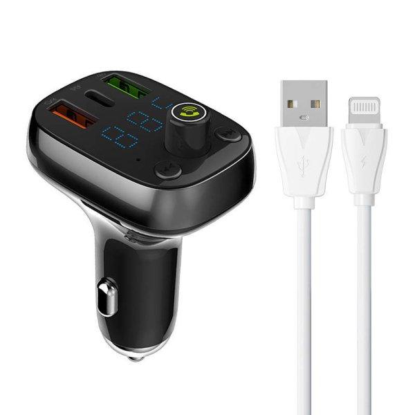 LDNIO Bluetooth C704Q 2USB, USB-C Transmiter FM + Lightning cable