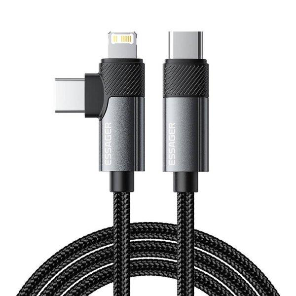 USB Essager EXCTTL-WL0G-P USB-C kábel - Lightning+USB-C 65W 1m (szürke)