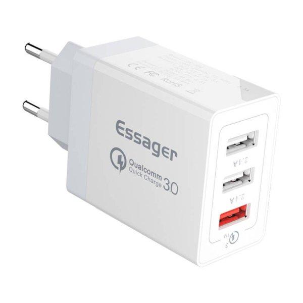 Essager ECTQC3-FBB02 3xUSB 30W hálózati töltő (fehér).