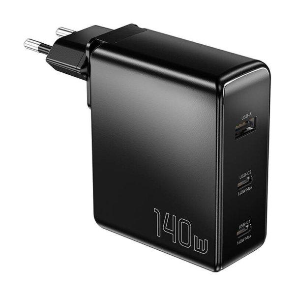 Essager ECT2CA-MQB01-Z 2xUSB-C, USB-A 140 Watt teljesítményű töltő
(fekete).