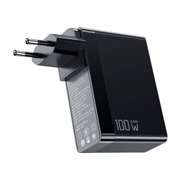 GaN Mcdodo CH-8101 Pro univerzális UK/US/EU utazási töltő/adapter, 100W,
2xUSB-C, USB-A (fekete)