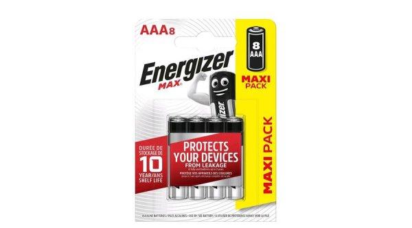 Energizer MAX AAA Tartós Mikro elem LR03 B8