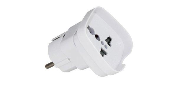 Travel adapter white, Utazó elosztó, fehér EU