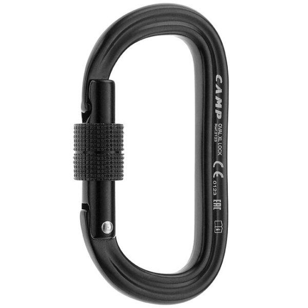 CAMP Alumínium karabiner csavaros zárral, Oval XL Lock, fekete