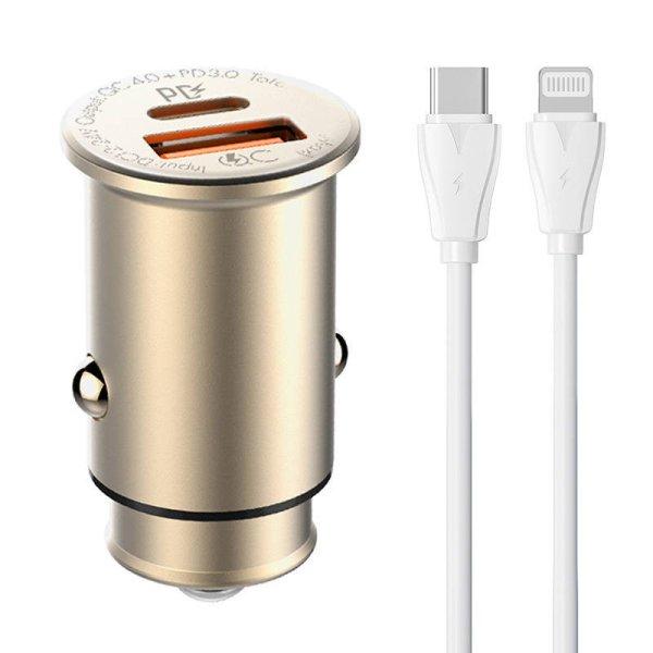 LDNIO C506Q USB, USB-C AUTÓS TÖLTŐ + USB-C - VILLÁMKÁBEL