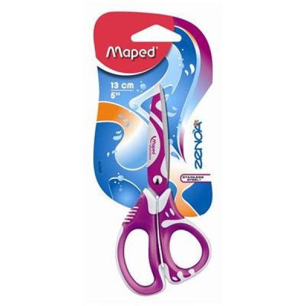 Olló, iskolai, 13 cm, MAPED "Zenoa Fit", vegyes színek
