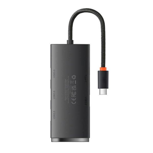 Baseus Lite Series Hub 4in1 USB-C 4x USB 3.0 + USB-C, 25cm (fekete)