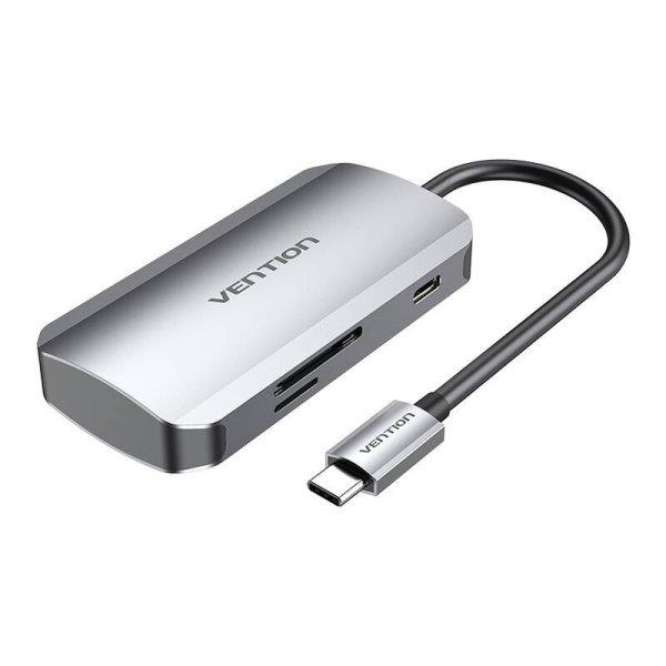 USB-C – 3x USB3.0, SD, TF, PD 0,15 m-es dokkolóállomás Vention TNHHB
(szürke)