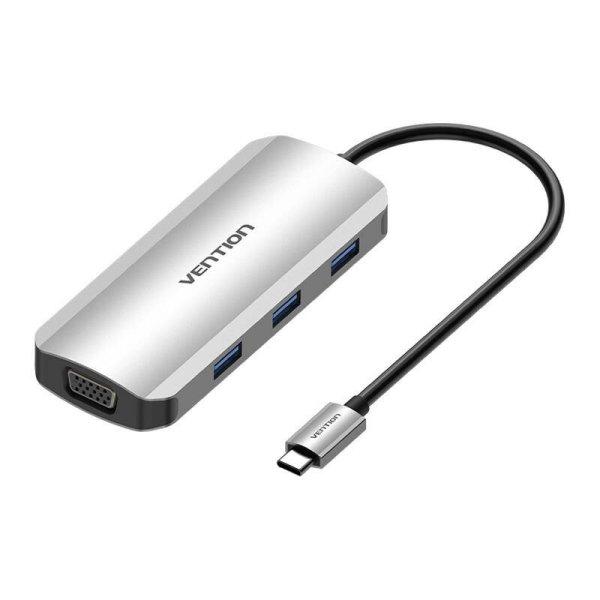 USB-C dokkolóállomás HDMI-hez, VGA, 3x USB 3.0, PD 0,15 m Vention TOIHB
(szürke)