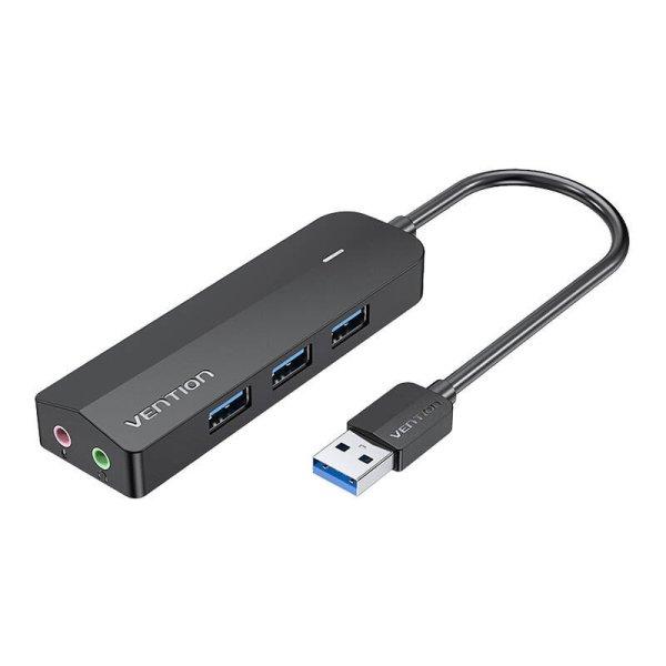 USB 3.0 hub 3 porttal, hangkártyával és tápegységgel Vention CHIBB 0,15m
fekete.