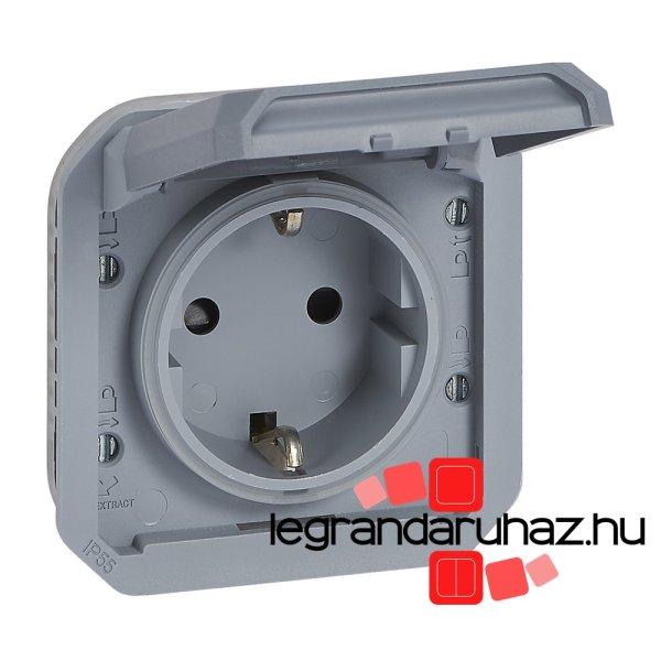 Legrand Plexo 55 2P+F csatlakozóaljzat csapófedéllel, csavaros
vezetékbekötéssel, szürke, Legrand 069571L