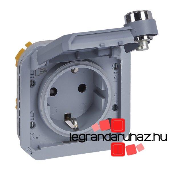 Legrand Plexo 55 kulcsos 2P+F csatlakozóaljzat csapófedéllel, rugós
vezetékbekötéssel, szürke, Legrand 069574L