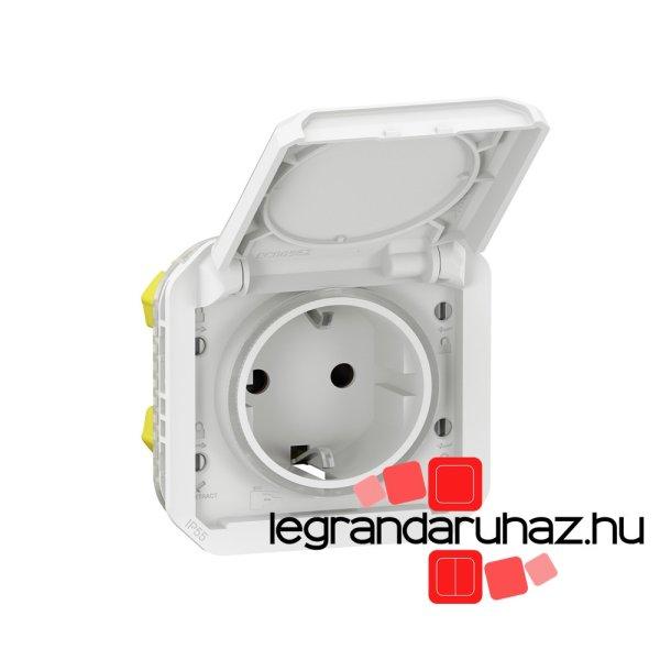 Legrand Plexo 55 2P+F csatlakozóaljzat csapófedéllel, rugós
vezetékbekötéssel, fehér, Legrand 069640L