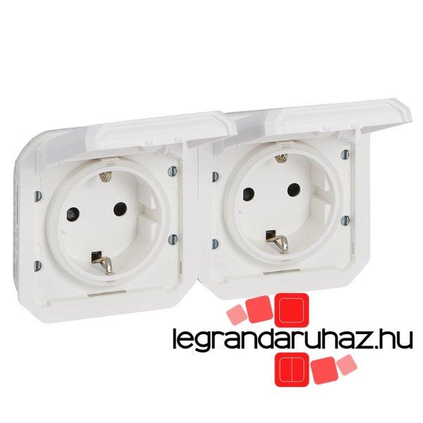 Legrand Plexo 55 2x2P+F elővezetékezett vízszintes csatlakozóaljzat
csapófedéllel, fehér, Legrand 069675L