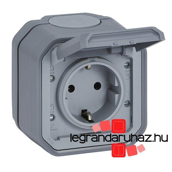 Legrand Plexo 55 falon kívüli 2P+F csatlakozóaljzat csapófedéllel,
összeszerelt, rugós vezetékbekötéssel, szürke, Legrand 069730L