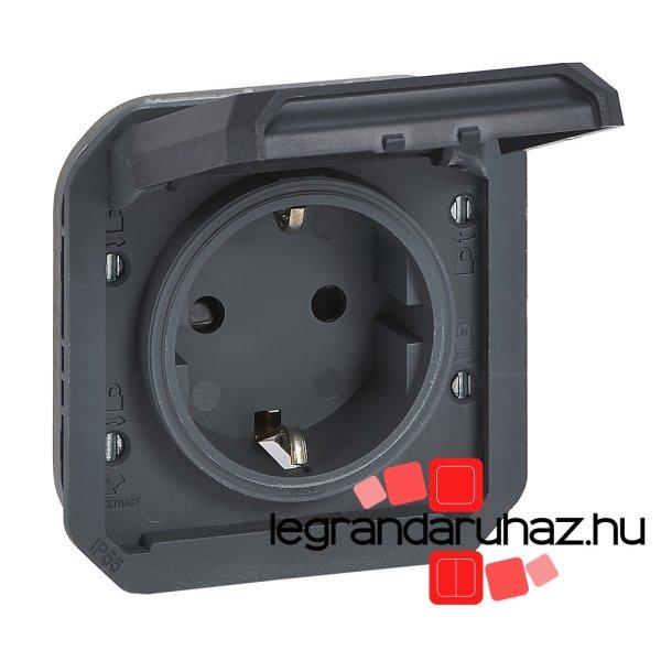 Legrand Plexo 55 2P+F csatlakozóaljzat csapófedéllel, csavaros
vezetékbekötéssel, antracit, Legrand 069839L