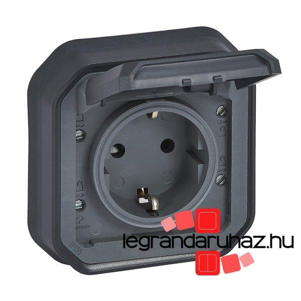 Legrand Plexo 55 süllyesztett 2P+F csatlakozóaljzat csapófedéllel,
összeszerelt, csavaros vezetékbekötéssel, antracit, Legrand 069859L