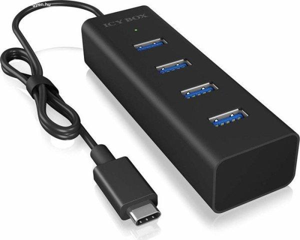 Raidsonic IcyBox 4-port Hub with USB Type-C Interface Black