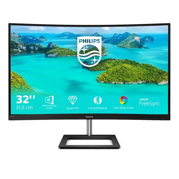 PHILIPS Ívelt VA monitor 31.5" 325E1C, 2560x1440, 16:9, 250cd/m2, 4ms,
VGA/HDMI/DisplayPort