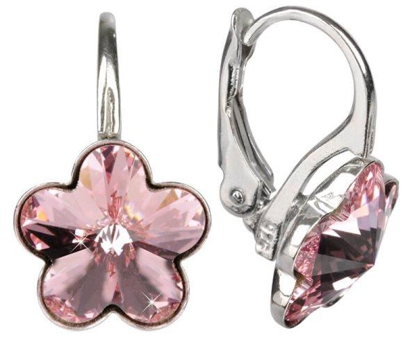 Levien Lányos ezüst fülbevaló Flower Crystal Light Rose