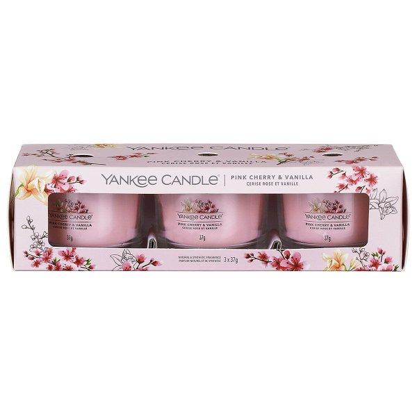 Yankee Candle Illatgyertya szett Pink Cherry & Vanilla 3 x 37 g