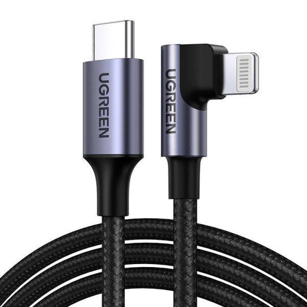 Lightning-USB-C ferde kábel UGREEN US305, PD, 3A, 1m (fekete).