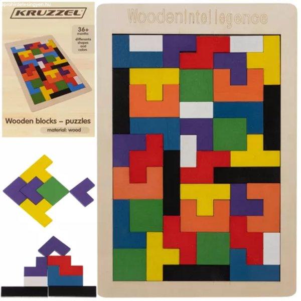 Kruzzel színes fejlesztő puzzle fából