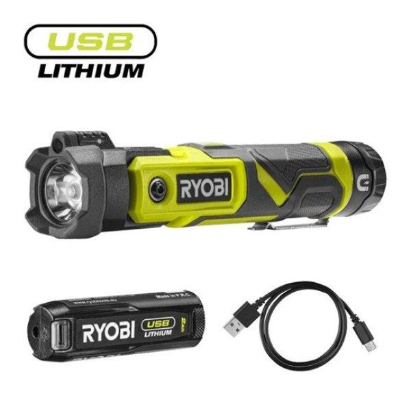 Ryobi 4V USB Lithium lámpa lézerrel, 1x 2,0Ah akkumulátor, töltő -
RLP4-120G