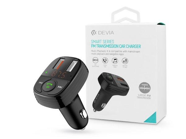 Devia Bluetooth FM-transmitter/szivargyújtó töltő - 2xUSB + MP3/WMA/WAV/Flac
+ Pendrive/TF-kártyaolvasó - Devia Smart Series - fekete