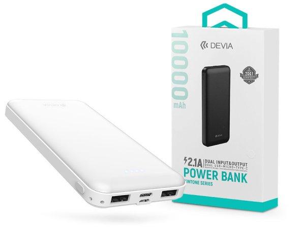 Univerzális hordozható, asztali akkumulátor töltő - Devia Kintone Series V3
Power Bank - 2xUSB + Type-C + microUSB - 10.000 mAh - fehér